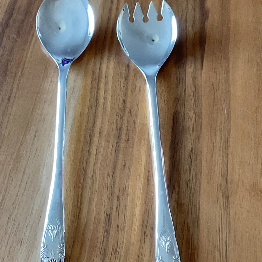 Silver Plated Salad Spoon and Fork